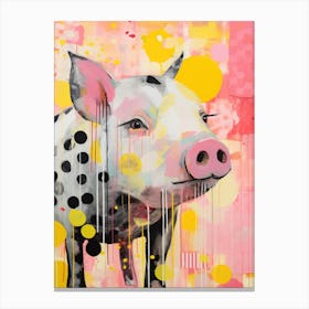 Pig - Yellow and Pink Canvas Print