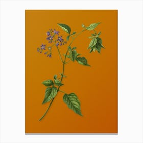 Vintage Bittersweet Botanical on Sunset Orange Canvas Print