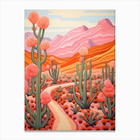 Cactus In The Desert Painting Ferocactus 2 Canvas Print