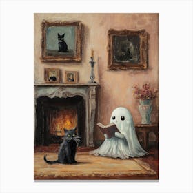 Ghost And Cat Canvas Print