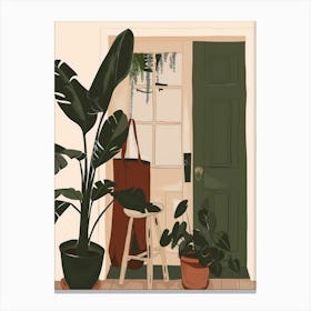 Green House With Potted Plants Canvas Print