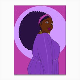 Black Girl With Big purple afro Canvas Print