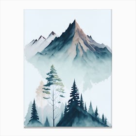 Mountain And Forest In Minimalist Watercolor Vertical Composition 352 Canvas Print