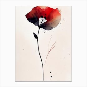 Poppy Leaf Minimalist Watercolour Canvas Print