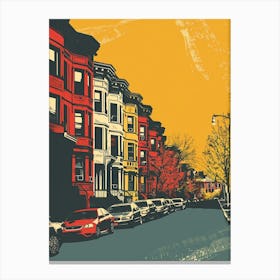 Crown Heights New York Colourful Silkscreen Illustration 2 Canvas Print