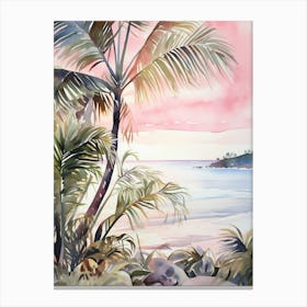 Watercolor Painting Of Playa Paraiso, Tulum Mexico 1 Canvas Print