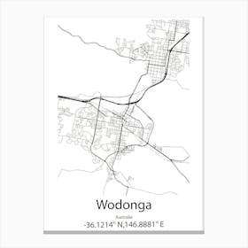 Wodonga,Australia Minimalist Map Canvas Print