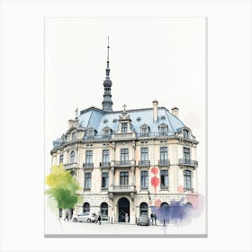 Watercolor Of A Building 1 Canvas Print