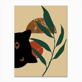 Cat With Leaves Canvas Print