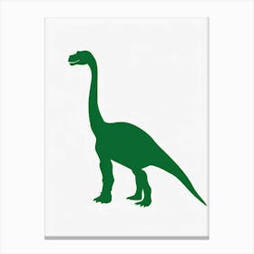 Green Dinosaur Silhouette 3 Canvas Print