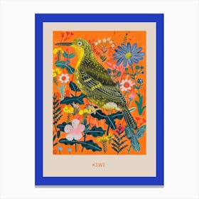 Spring Birds Poster Kiwi 4 Canvas Print