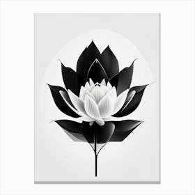 American Lotus Black And White Geometric 4 Canvas Print