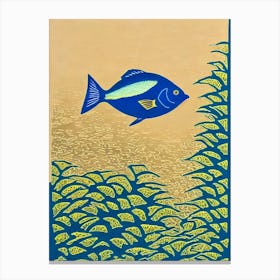 Blue Tang II Linocut Canvas Print