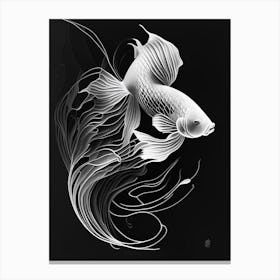 Ghost Koi Fish Minimal Line Drawing Canvas Print