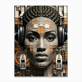 Woman With Headphones 20 Canvas Print