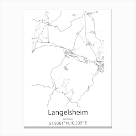 Langelsheim,Germany Minimalist Map Canvas Print