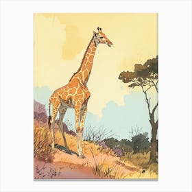 Pastel Giraffe Line Illustration  1 Canvas Print