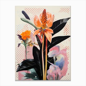 Surreal Florals Heliconia 3 Flower Painting Canvas Print