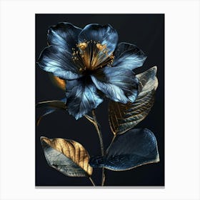 Blue And Gold Flower Canvas Print