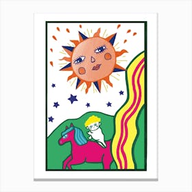 Zodiac Sagittarius, Baby And Sun Canvas Print