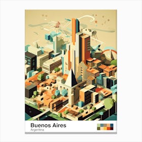 Buenos Aires, Argentina, Geometric Illustration 3 Poster Canvas Print