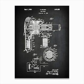 Hair Dryer Patent Print, Brush Art, Hair Dryer Decor, Hair Wall Art, Hairstyle, Salon Office Decor, Salon Blueprint, Bathroom Art, Hb5251 Canvas Print