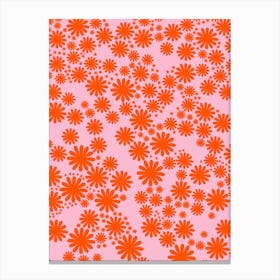 Daisy Garden | 03 - Orange And Pink Canvas Print