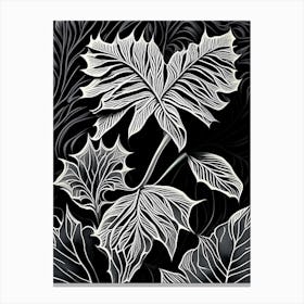 Siberian Ginseng Leaf Linocut 1 Canvas Print