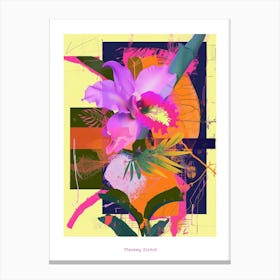 Monkey Orchid 3 Neon Flower Collage Poster Canvas Print