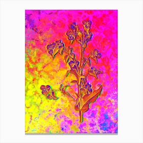 Commelina Tuberosa Botanical in Acid Neon Pink Green and Blue n.0175 Canvas Print