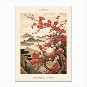Sakura Cherry Blossom 2 Japanese Botanical Illustration Poster Canvas Print