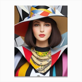 Woman In A Hat - Cubism 3 Canvas Print