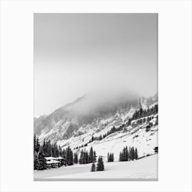 Cervinia, Italy Black And White Skiing Poster Canvas Print