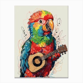 Parrot Playing Guitar Canvas Print