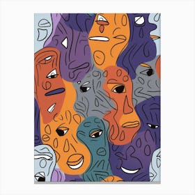 Purple Abstract Face Line Illustration 1 Canvas Print