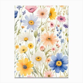 Colorful Flowers Watercolor Painting 2 Canvas Print