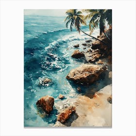 Watercolour Of A Beach Canvas Print