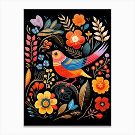 Folk Bird Illustration House Sparrow 1 Canvas Print