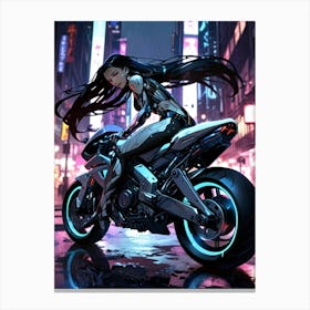 Anime Girl On A Motorcycle Canvas Print