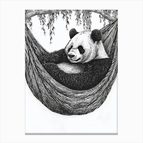 Giant Panda Napping In A Hammock Ink Illustration 4 Canvas Print