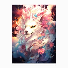 Fox Intricate Flower Canvas Print