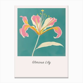 Gloriosa Lily 1 Square Flower Illustration Poster Canvas Print