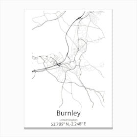 Burnley,United Kingdom Minimalist Map Canvas Print