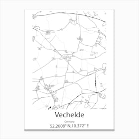 Vechelde,Germany Minimalist Map Canvas Print