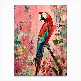 Floral Animal Painting Parrot 3 Canvas Print