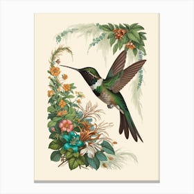 Hummingbird botanical flower beauty 16 Canvas Print