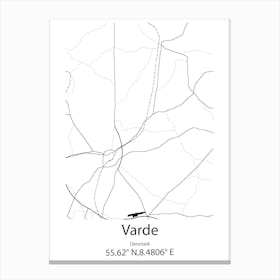 Varde,Denmark Minimalist Map Canvas Print