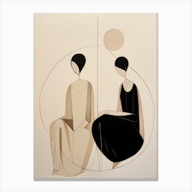 Two Women Sitting Canvas Print