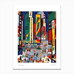 Time Square New York City Matisse Style 4 Watercolour Travel Poster Canvas Print