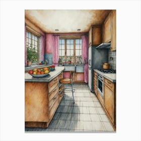 Kitchen Drawing Canvas Print